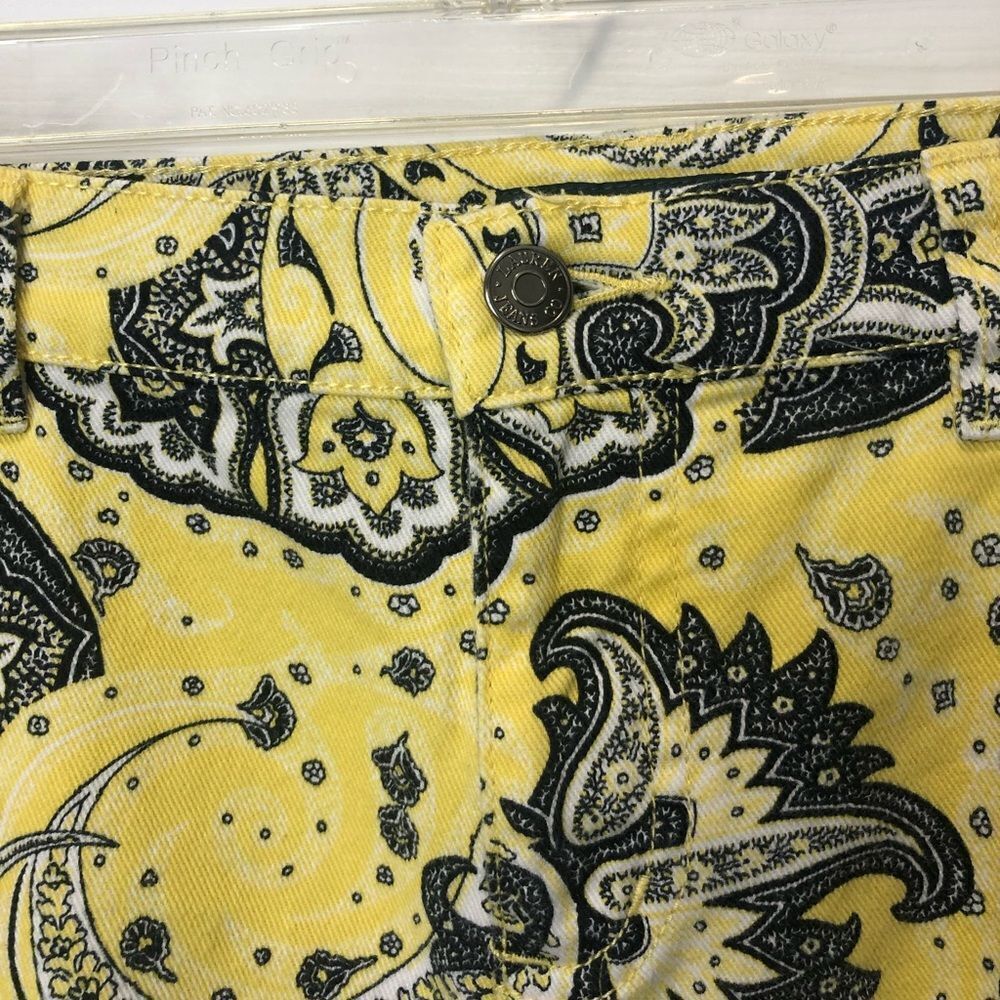 Ralph Lauren LRL Lauren Jeans yellow paisley print capris pants jeans, size 10 - Picture 7 of 14
